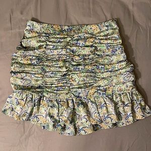 Zara satin colorful floral mini skirt